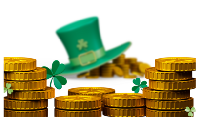 St Patricks day hat with leprechauns gold cutout