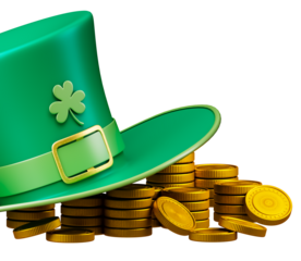 St Patricks day hat with leprechauns gold cutout