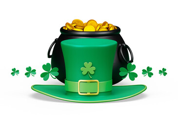 St Patricks day elements hat with pot of gold cutout