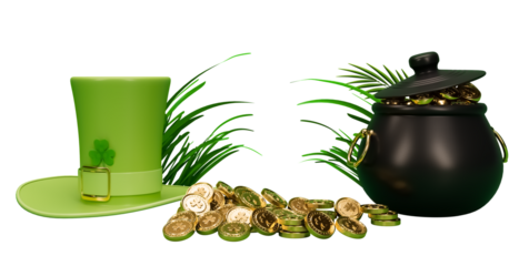 St Patricks day elements hat with pot of gold cutout