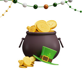 St Patricks day elements hat with pot of gold cutout