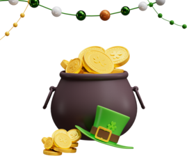 St Patricks day elements hat with pot of gold cutout