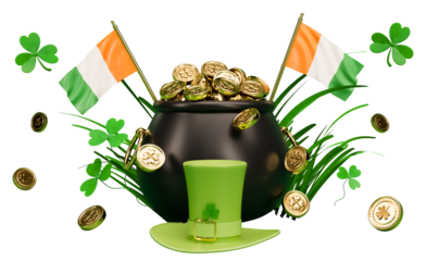 St Patricks day elements hat with pot of gold cutout