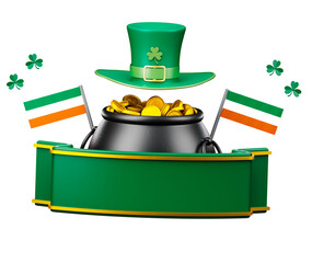 St Patricks day hat with pot of leprechauns gold cutout