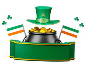 St Patricks day hat with pot of leprechauns gold cutout