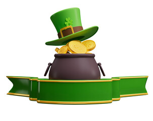 St Patricks day hat with pot of leprechauns gold cutout
