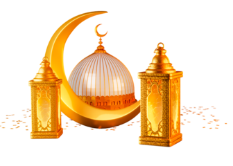 Ramadan Kareem elements Moon and Lanterns Cutout