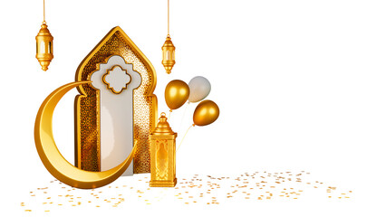 Ramadan Kareem elements Moon and Lanterns Cutout