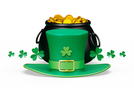 St Patricks day elements hat with pot of gold cutout - Powered by Adobe