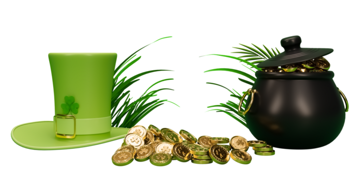 St Patricks day elements hat with pot of gold cutout