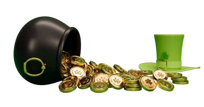 St Patricks day elements hat with pot of gold cutout