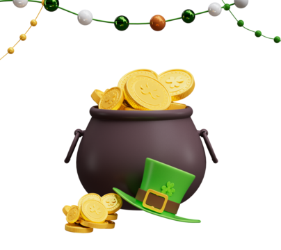 St Patricks day elements hat with pot of gold cutout