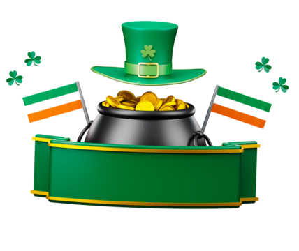 St Patricks day hat with pot of leprechauns gold cutout