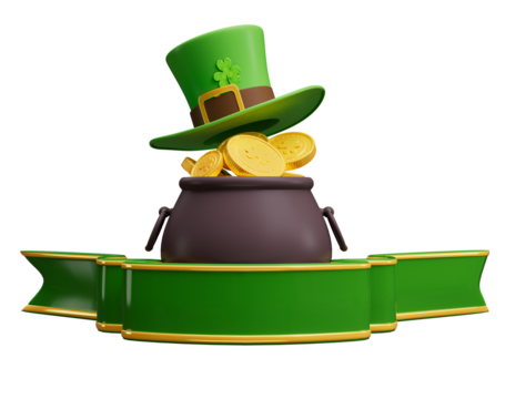 St Patricks day hat with pot of leprechauns gold cutout