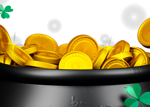 St Patricks day pot of leprechauns gold