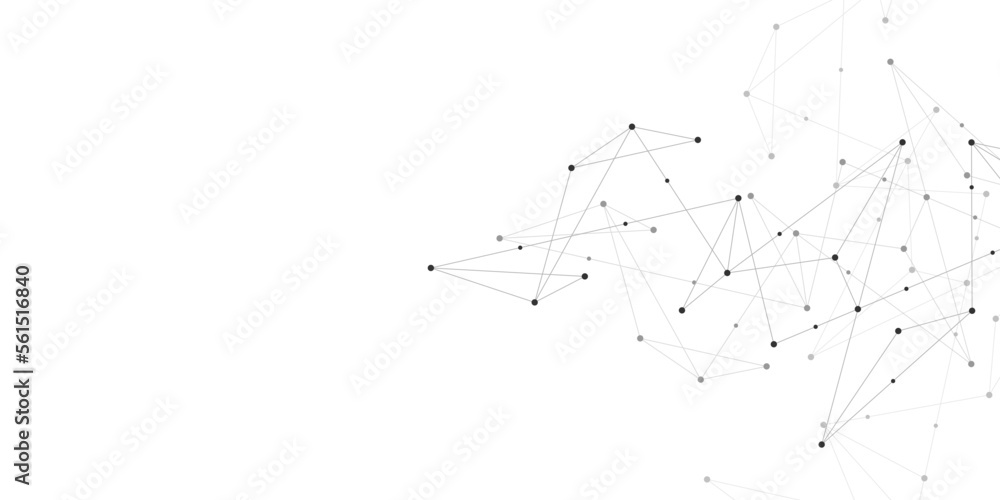 Fototapete Abstract background and geometric pattern with connecting the dots and lines. Networking concept, internet connection and global communication