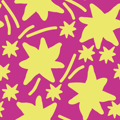Fototapeta na wymiar Stars seamless vector pattern for wrapping, digital paper, wallpaper, fabric print, textile design. Simple silhouette shape of shining star decorative element for kids, baby, children, sport.