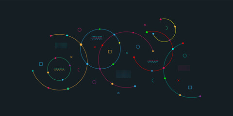 Digital geometric background with plexus circles. Abstract vector illustration of minimalistic design