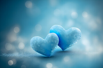 Obraz premium Blue hearts made of snow. Love. Valentine's day. Generative AI