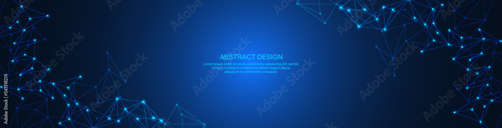 Poster digital technology background of global network connection and communication with connecting the dot