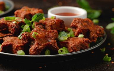 Thai Fish Cake Stars with chili deep and lime. Party food