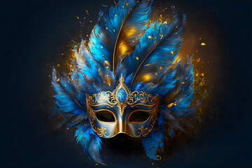 Venetian carnival mask. Fashion. Bookeh. Illustration. Generative AI
