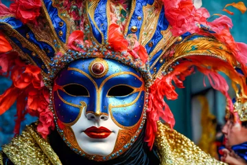 Gardinen Venetian carnival mask. Illustration. Generative AI © Stefano Astorri