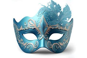 Gordijnen Venetian carnival mask isolated on white background. Illustration. Vector illustration. With decorations.  Generaive AI © Stefano Astorri