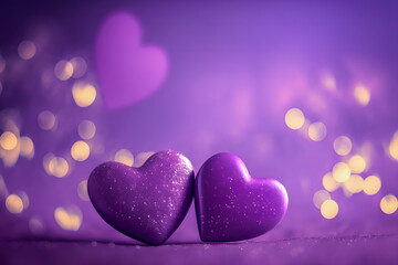 Fototapeta premium Purple hearts. Illustration. Valentine's day. Generative AI
