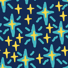 Stars seamless pattern for wrapping, digital paper, wallpaper, fabric print, textile design. Simple silhouette shape of shining star decorative element for kids, baby, children, sport.