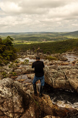 Naklejka premium hiker in the mountains