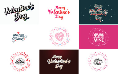 Happy Valentine's Day typography poster with handwritten calligraphy text. isolated on white background