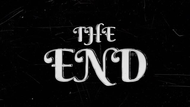 Retro Outro. Vintage pop-up text screen saver with text - The End. A re-created film frame from the silent movies era, showing an intertitle text - The End.