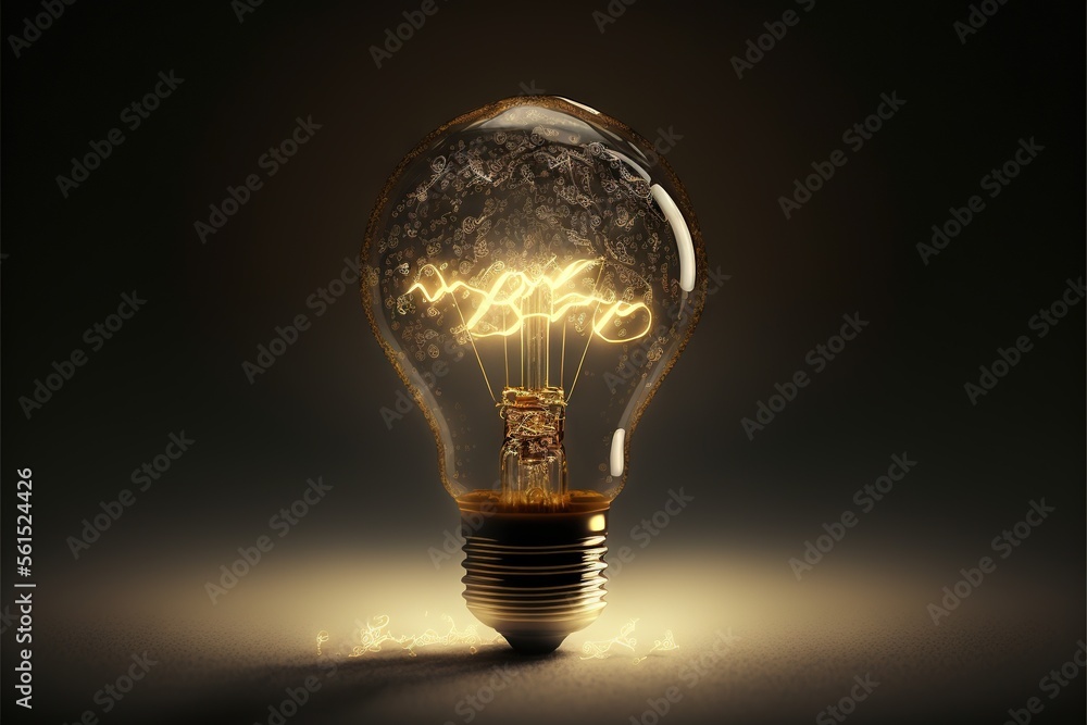 Poster a light bulb with a glowing light inside of it on a dark background with a small light bulb in the m