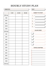 Plan Your Hourly Study Plan planner 