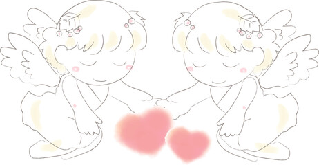 ハートを持っている天使のイラスト2　バレンタイン