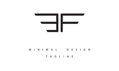 BF or FB Minimal Logo Design Vector Art Illustration