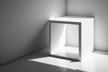 white square room under the sun's shadow. Generative AI