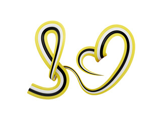 Heart shaped Ribbon of Brunei flag 3d illustration