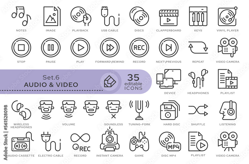 Poster set of conceptual icons. vector icons in flat linear style for web sites, applications and other gra