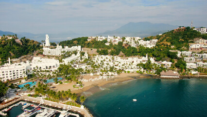 Manzanillo, Mexico - 11.21.2022 Aerial view of Peninsula de Santiago in city Manzanillo, Mexico....