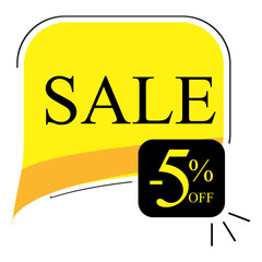 5% off sale. Banner with five percent discount on a yellow square balloon.