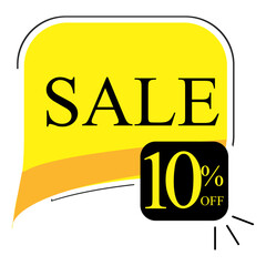10% off sale. Banner with ten percent discount on a yellow square balloon.