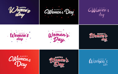 Fototapeta na wymiar Set of cards with International Women's Day logo