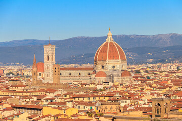 Fototapeta premium Florence Cathedral, formally the Cathedral of Saint Mary of the Flower as seen from Michelangelo Hill in Florence, Italy