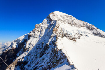 View of Eiger mountain of the Bernese Alps in the Bernese Oberland of Switzerland. Jungfrau region