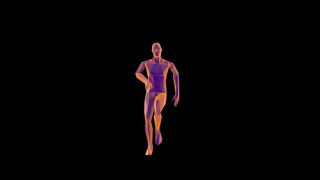 Low Poly Man Dancing Transparent Alpha Video 3D Animation
