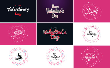 Happy Valentine's Day hand-drawn lettering vector illustration suitable for use in design of flyers. invitations. posters. brochures. and banners