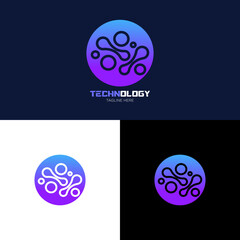 Illustration Technology Logo Design. Digital technology. Brain Logo Template. Abstract vector logo