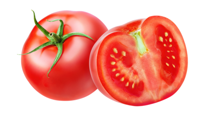 Isolated cut tomatoes